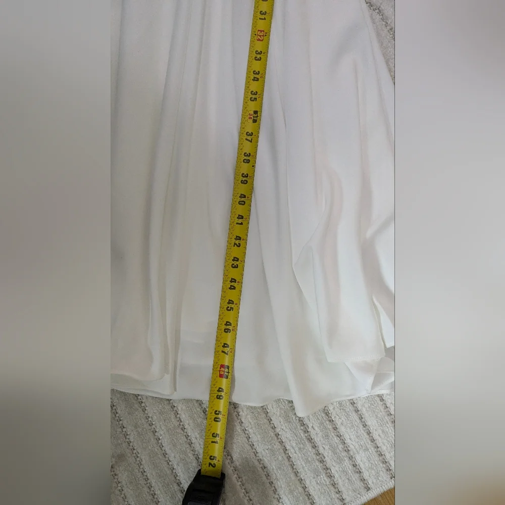 Off White Boatneck Midi Wedding Dress Romantic Lace-Up Back and bow Sz 6 NEW - Picture 15 of 16